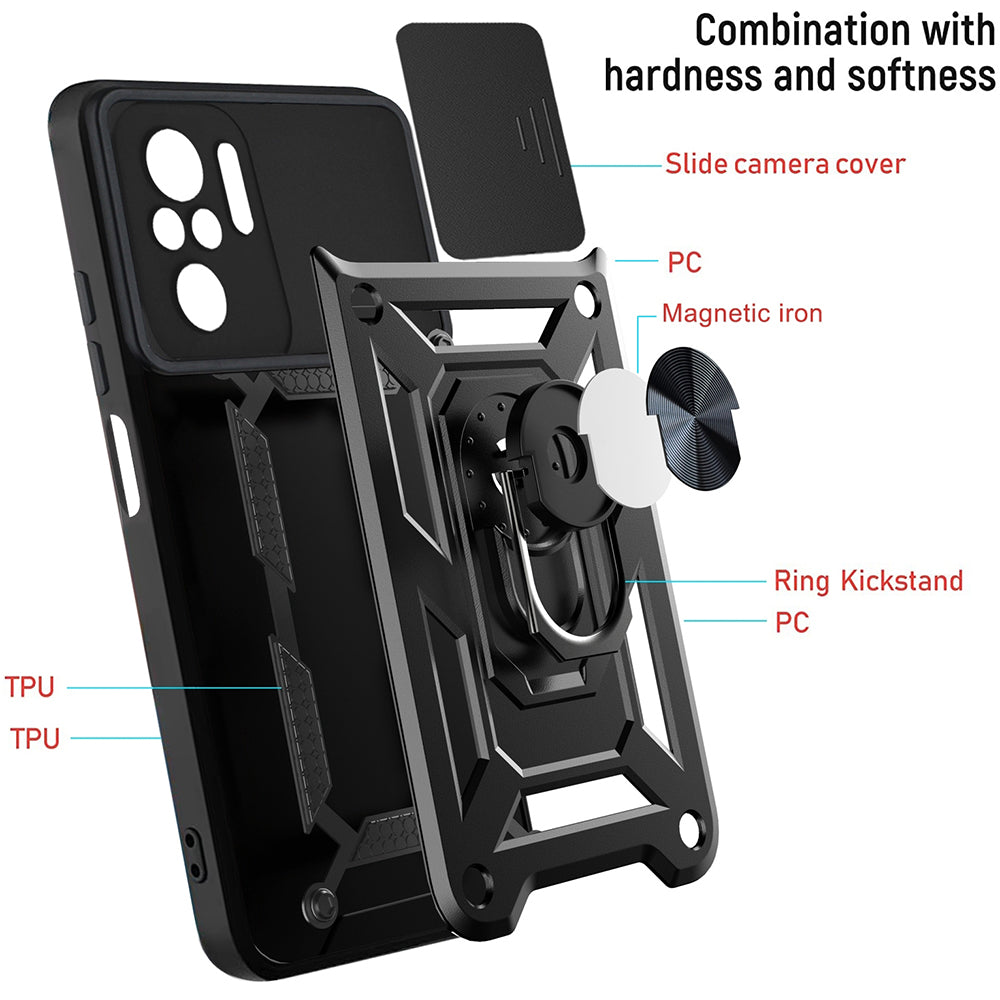 Hülle für Xiaomi Poco M5s / Redmi Note 10S / Note 10, Techsuit, CamShield, Schwarz