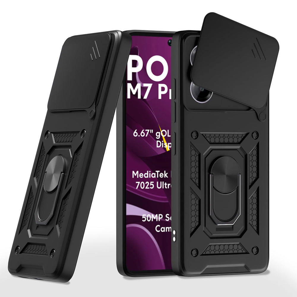 Hoes voor Xiaomi Poco M7 Pro 5G, Techsuit, CamShield, Zwart