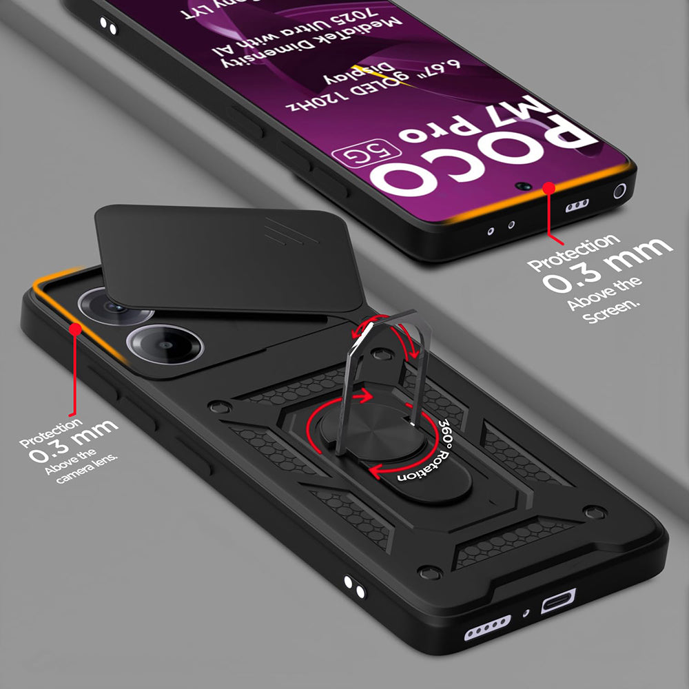 Hoes voor Xiaomi Poco M7 Pro 5G, Techsuit, CamShield, Zwart