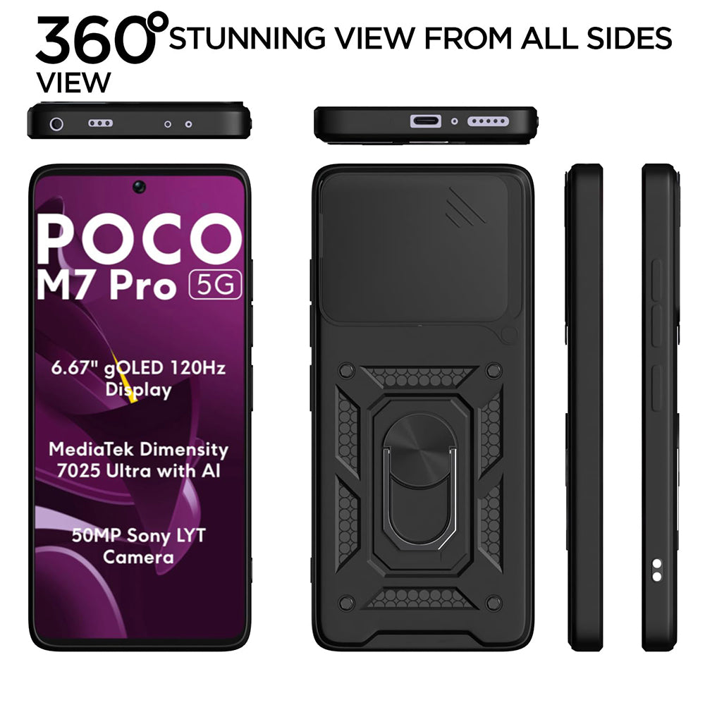 Hoes voor Xiaomi Poco M7 Pro 5G, Techsuit, CamShield, Zwart