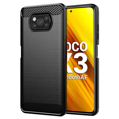 Coque pour Xiaomi Poco X3 Pro / X3 NFC / X3, Techsuit, Carbone, Noire