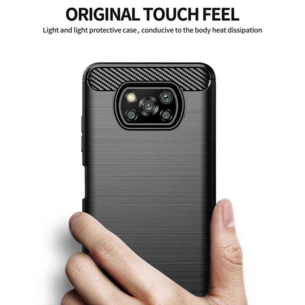 Coque pour Xiaomi Poco X3 Pro / X3 NFC / X3, Techsuit, Carbone, Noire