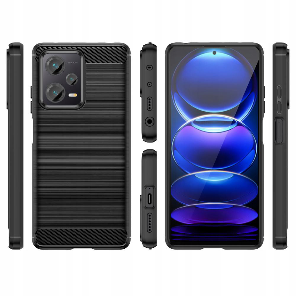 Hülle für Xiaomi Poco X5 / Note 12 5G, Techsuit, Carbon, Schwarz
