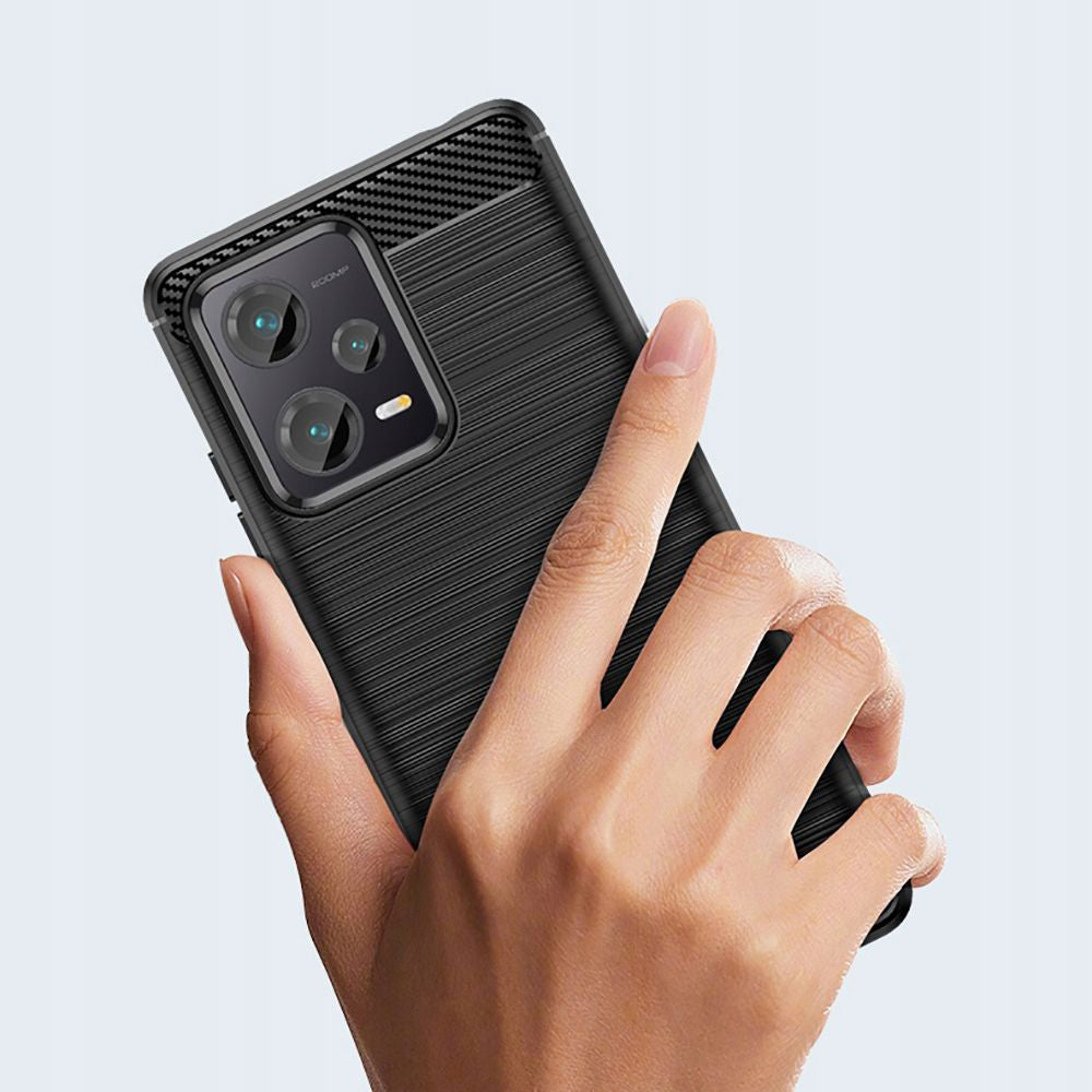 Hülle für Xiaomi Poco X5 / Note 12 5G, Techsuit, Carbon, Schwarz