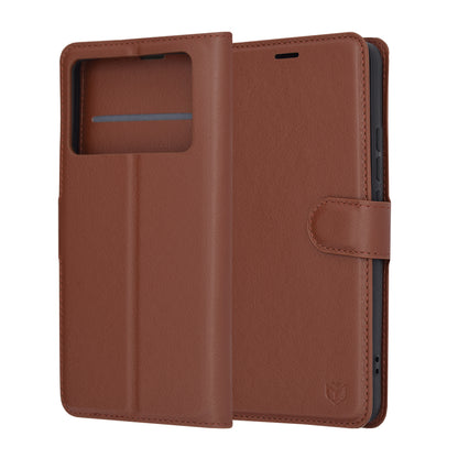 Coque pour Xiaomi Poco X6 Pro, Techsuit, Leather Folio, Marron