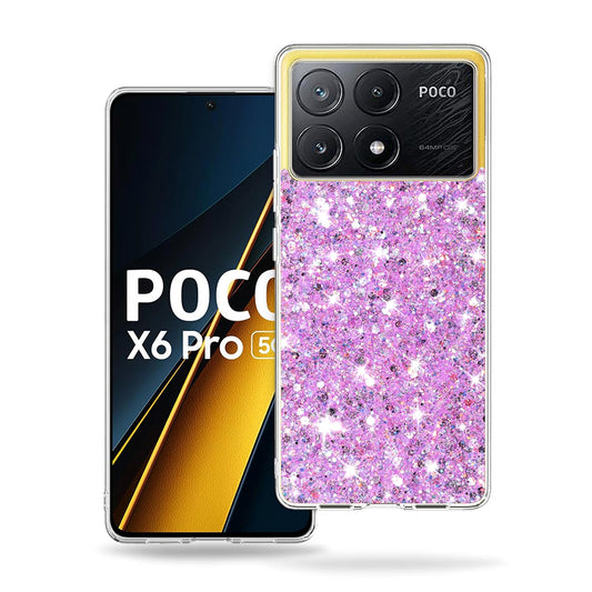 Coque pour Xiaomi Poco X6 Pro, Techsuit, Paillettes Étincelantes, Magenta