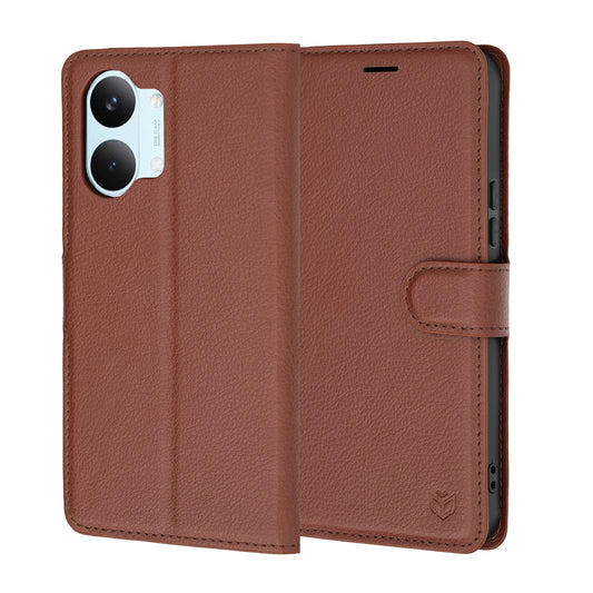 Hülle für Xiaomi Poco X8 Pro Max, Techsuit, Leder-Folio, Braun