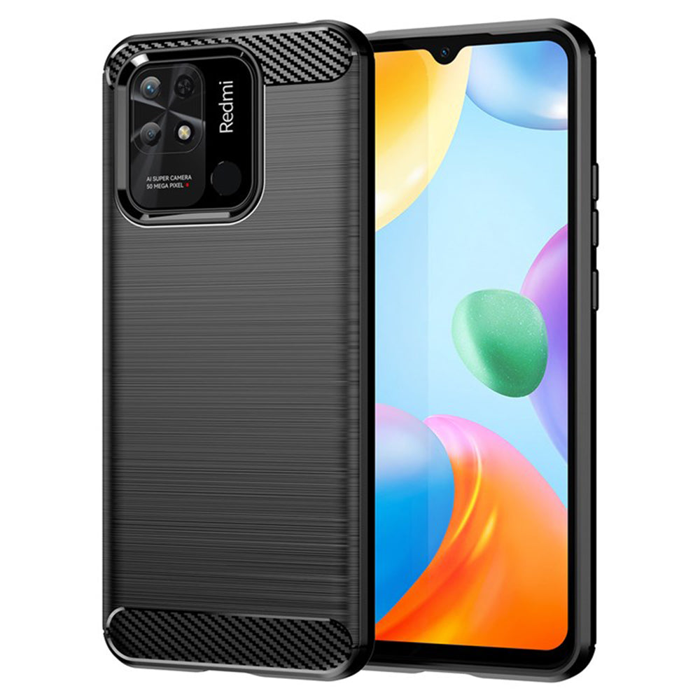 Coque pour Xiaomi Redmi 10C, Techsuit, Carbone, Noire