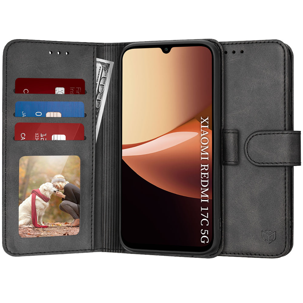 Hoes voor Xiaomi Redmi 17C 5G, Techsuit, Diary Book, Zwart