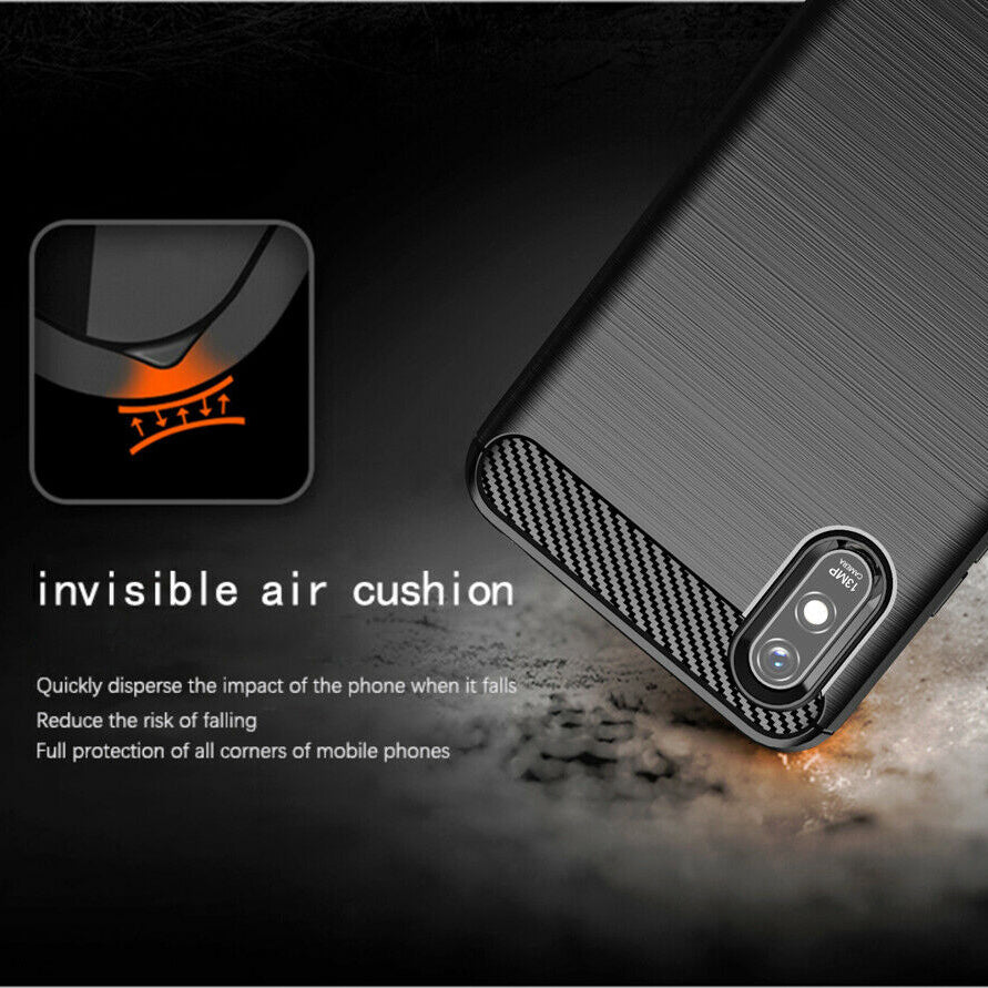 Hülle für Xiaomi Redmi 9AT / 9A, Techsuit, Carbon, Schwarz