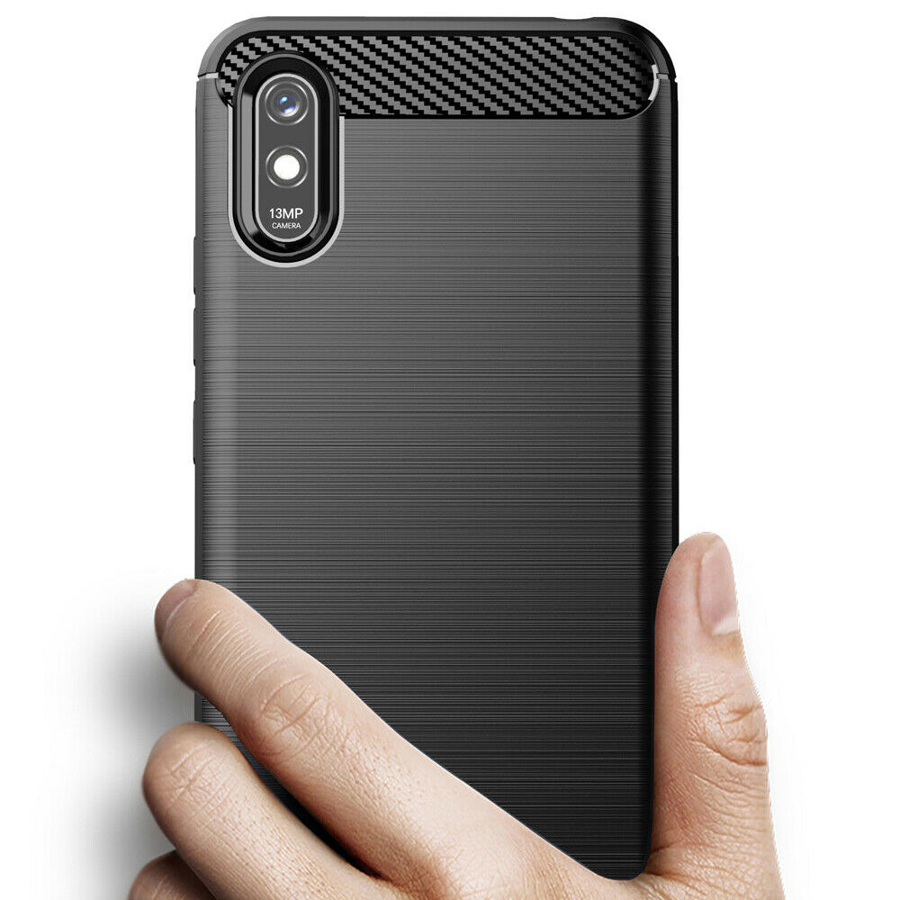 Hülle für Xiaomi Redmi 9AT / 9A, Techsuit, Carbon, Schwarz