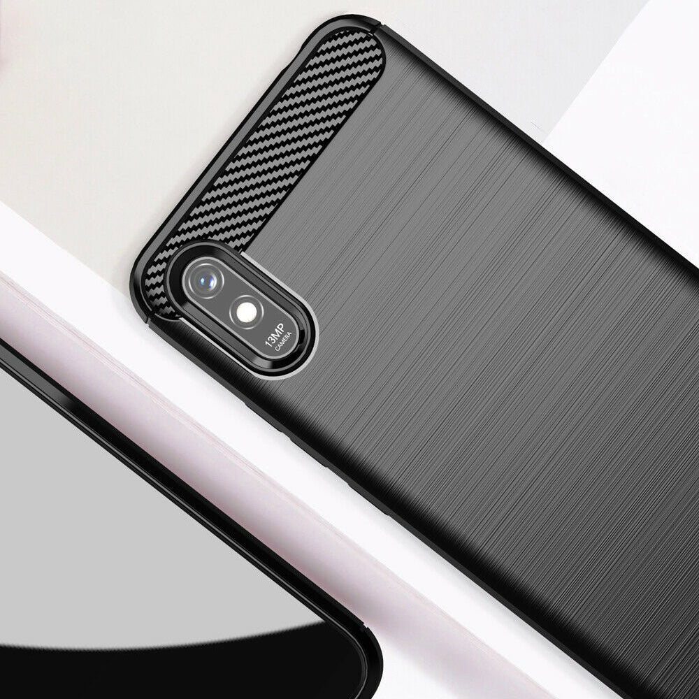 Hülle für Xiaomi Redmi 9AT / 9A, Techsuit, Carbon, Schwarz