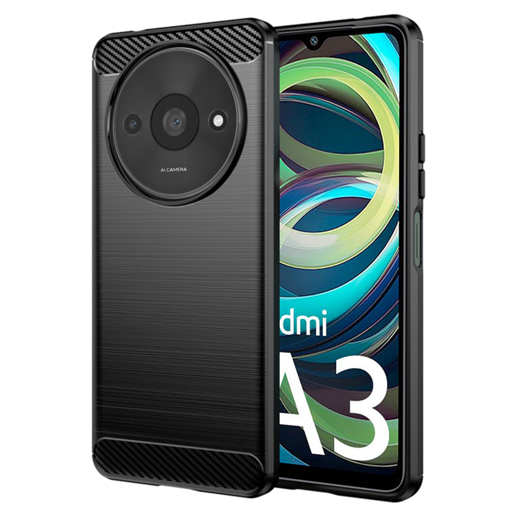 Coque pour Xiaomi Redmi A3x / A3, Techsuit, Carbone, Noire