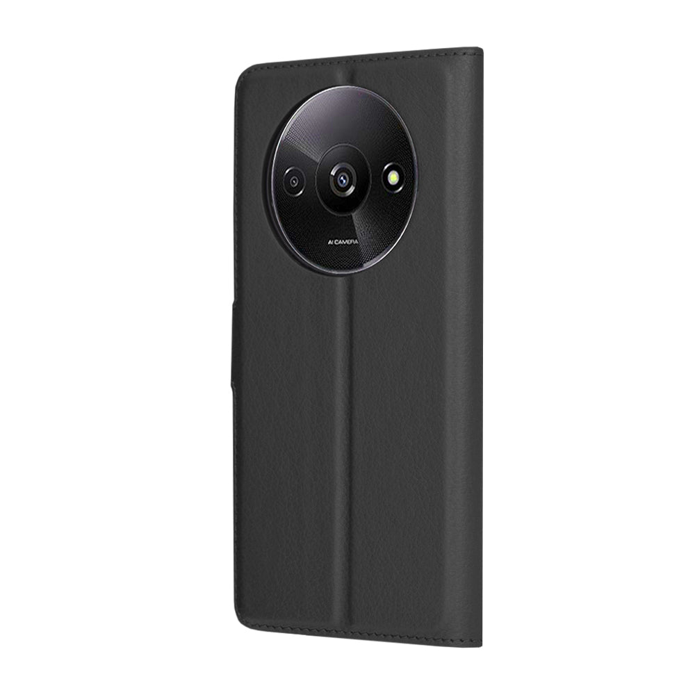Hülle für Xiaomi Redmi A3x / A3, Techsuit, Leder-Folio, Schwarz