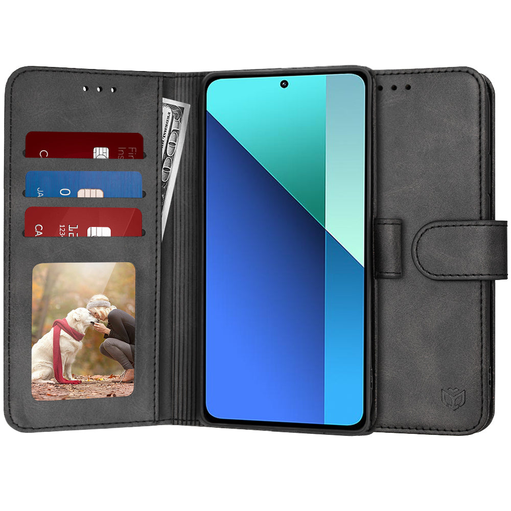 Case for Xiaomi Redmi Note 13 4G, Techsuit, Diary Book, Black