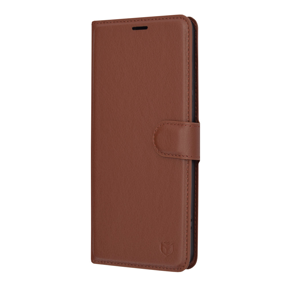 Hülle für Xiaomi Redmi Note 13 Pro+, Techsuit, Leder-Folio, Braun