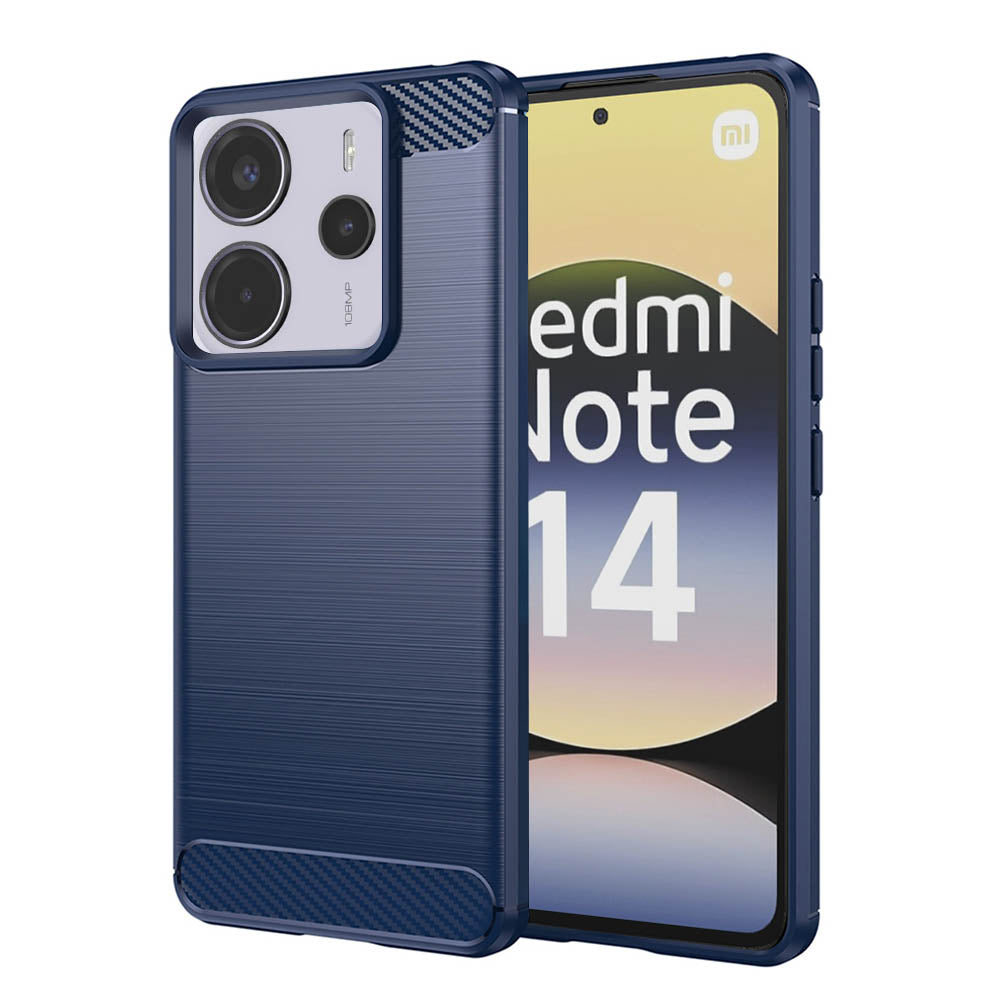 Coque pour Xiaomi Redmi Note 14 4G (Régional), Techsuit, Carbone, Bleue