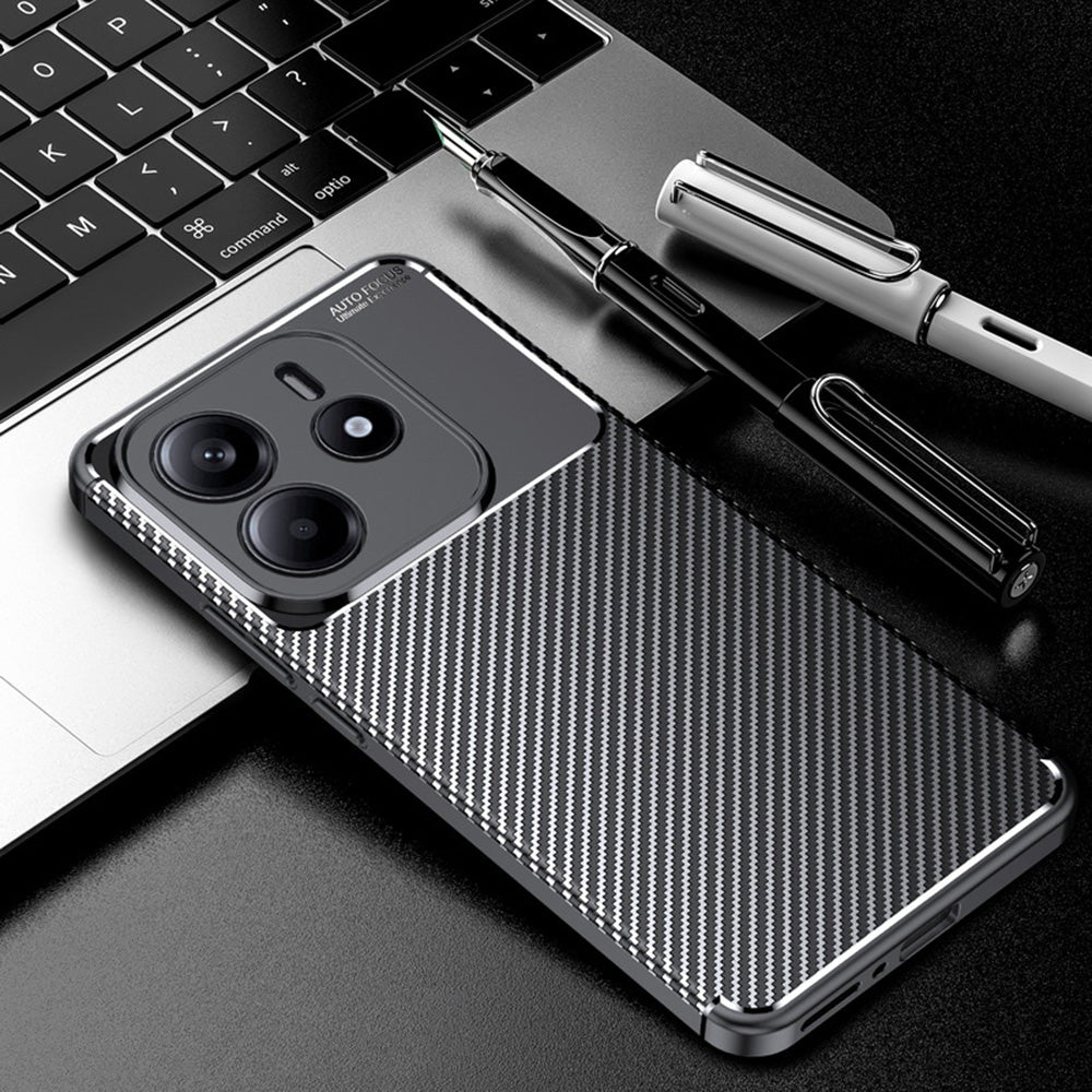 Hülle für Xiaomi Redmi Note 14 4G (Regional), Techsuit, CarbonFiber, Schwarz