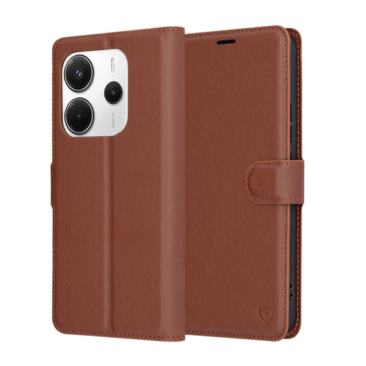 Hoes voor Xiaomi Redmi Note 14 4G (Regionaal), Techsuit, Lederen Folio, Bruin