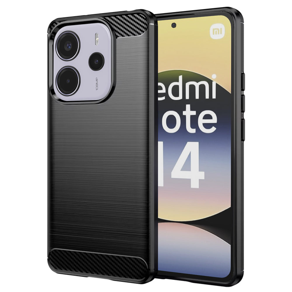 Coque pour Xiaomi Redmi Note 14 4G (Standard), Techsuit, Carbone, Noire