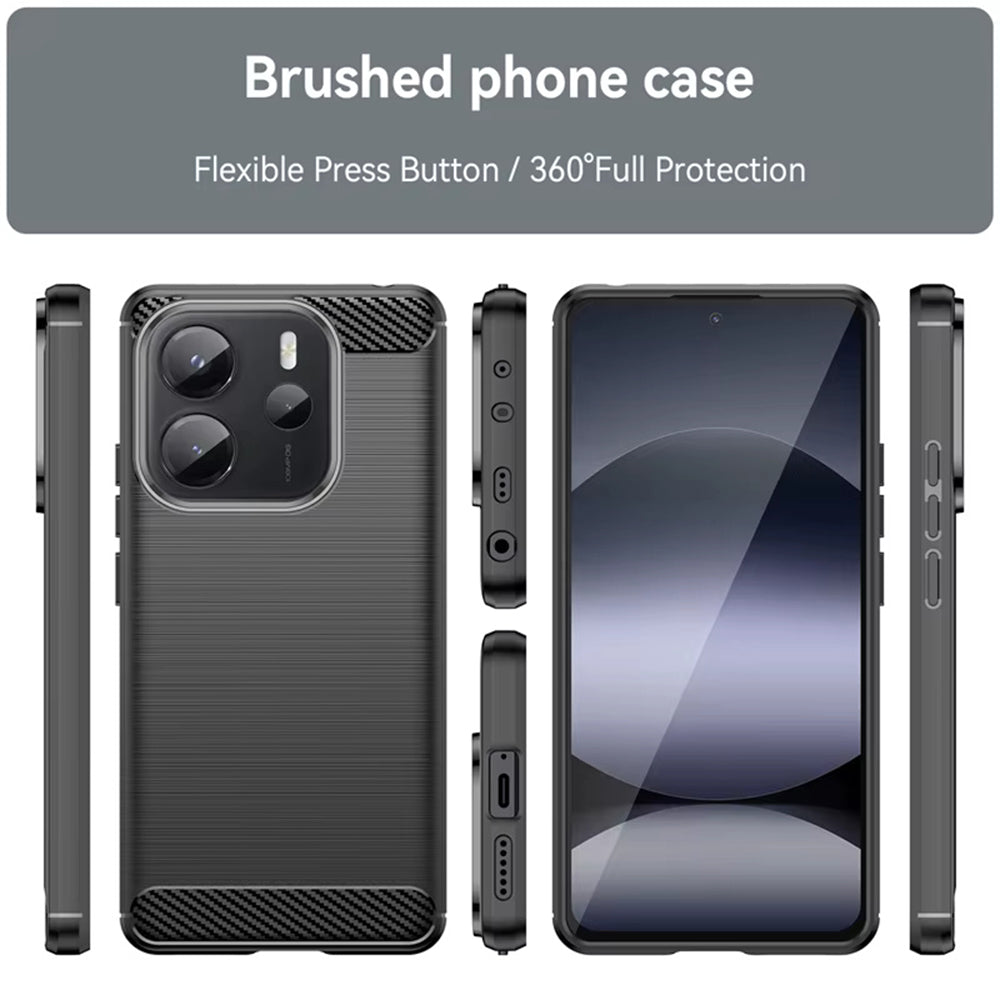 Coque pour Xiaomi Redmi Note 14 4G (Standard), Techsuit, Carbone, Noire