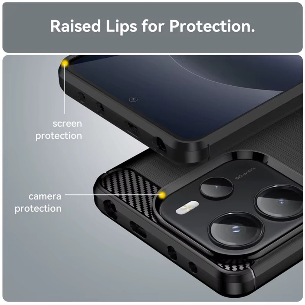 Coque pour Xiaomi Redmi Note 14 4G (Standard), Techsuit, Carbone, Noire