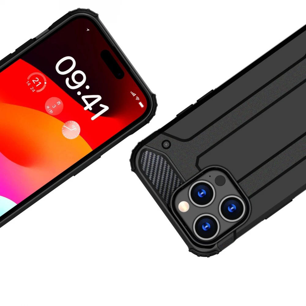 Hülle für Xiaomi Redmi Note 14 Pro 4G, Techsuit, Hybrid Armor, Schwarz