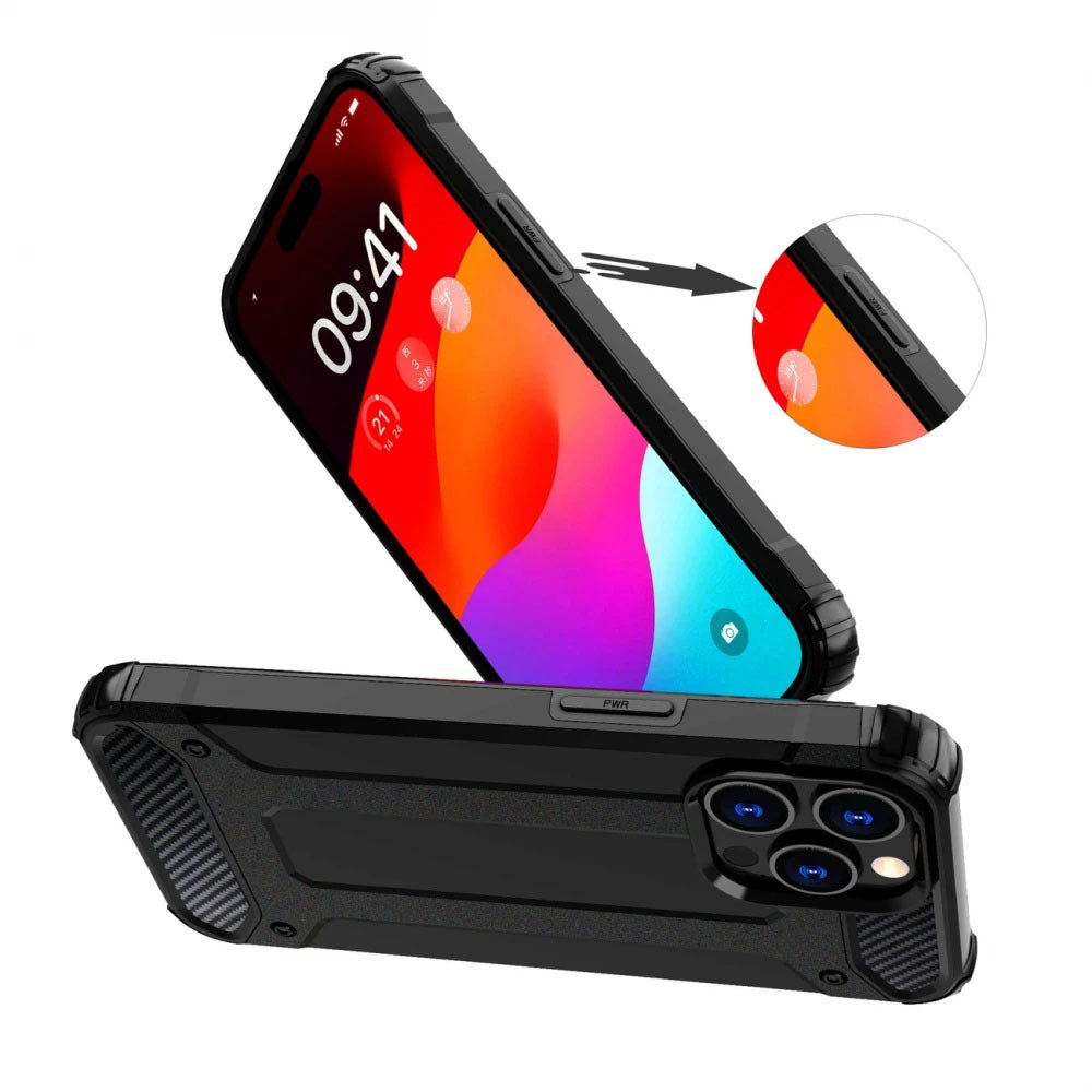 Hülle für Xiaomi Redmi Note 14 Pro 4G, Techsuit, Hybrid Armor, Schwarz
