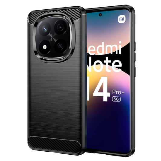 Hülle für Xiaomi Redmi Note 14 Pro+ 5G, Techsuit, Carbon, Schwarz
