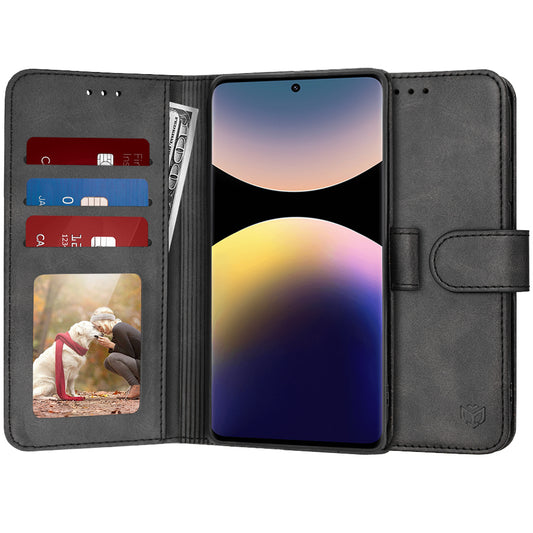 Hülle für Xiaomi Redmi Note 14 Pro+ 5G, Techsuit, Diary Book, Schwarz