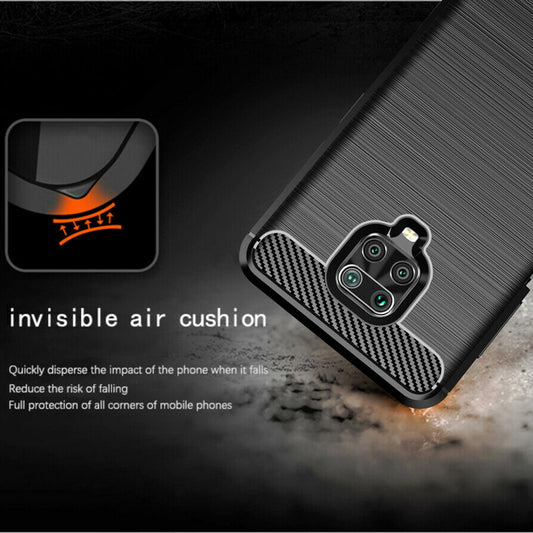 Hoes voor Xiaomi Redmi Note 9S / Note 9 Pro / Note 9 Pro Max, Techsuit, Carbon, Zwart
