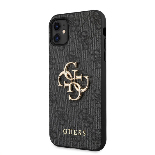 Étui pour Apple iPhone 11, Guess, Logo Métal 4G, Gris