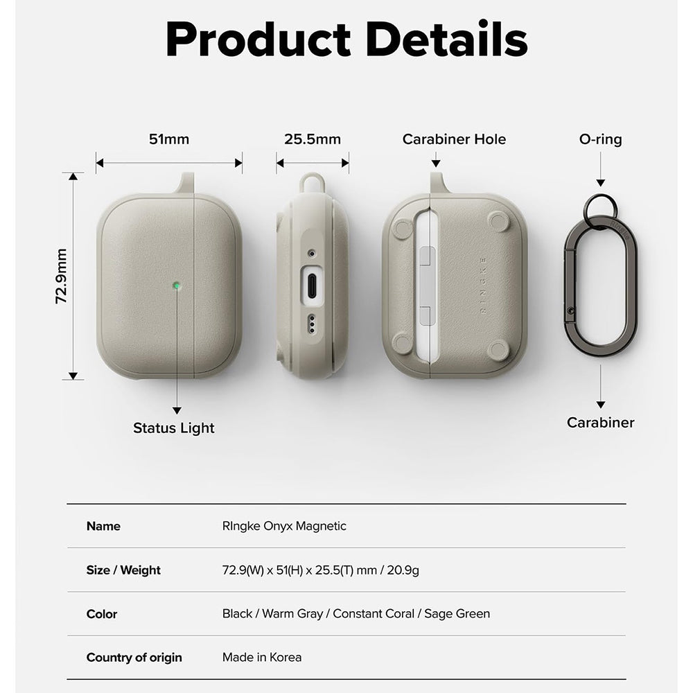 Ringke Onyx hoesje voor Apple AirPods 3, Grijs