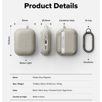 Ringke Onyx hoesje voor Apple AirPods 3, Grijs