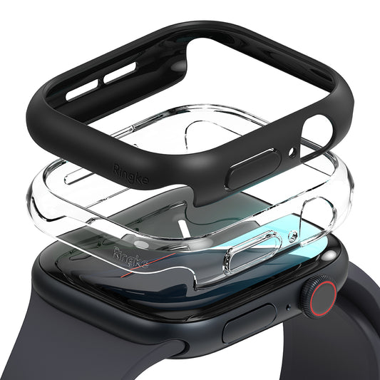 Ringke Slim hoesje voor Apple Watch Series 10 / 11 46mm, Set van 2 stuks, Mat Zwart / Transparant