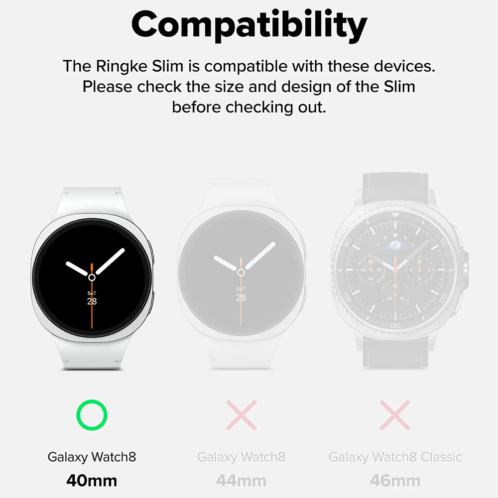 Coque Ringke Slim pour Samsung Galaxy Watch8 40mm, Lot de 2 pièces, Noir Mat