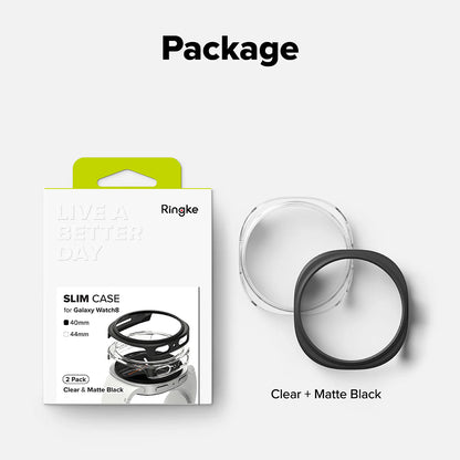 Coque Ringke Slim pour Samsung Galaxy Watch8 40mm, Lot de 2 pièces, Noir Mat