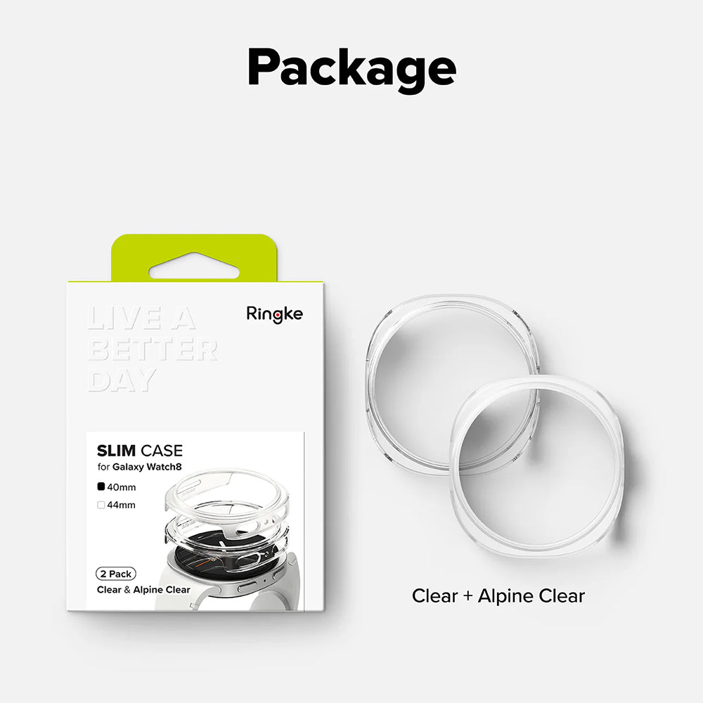 Ringke Slim hoesje voor Samsung Galaxy Watch8 40mm, Set van 2 stuks, Transparant