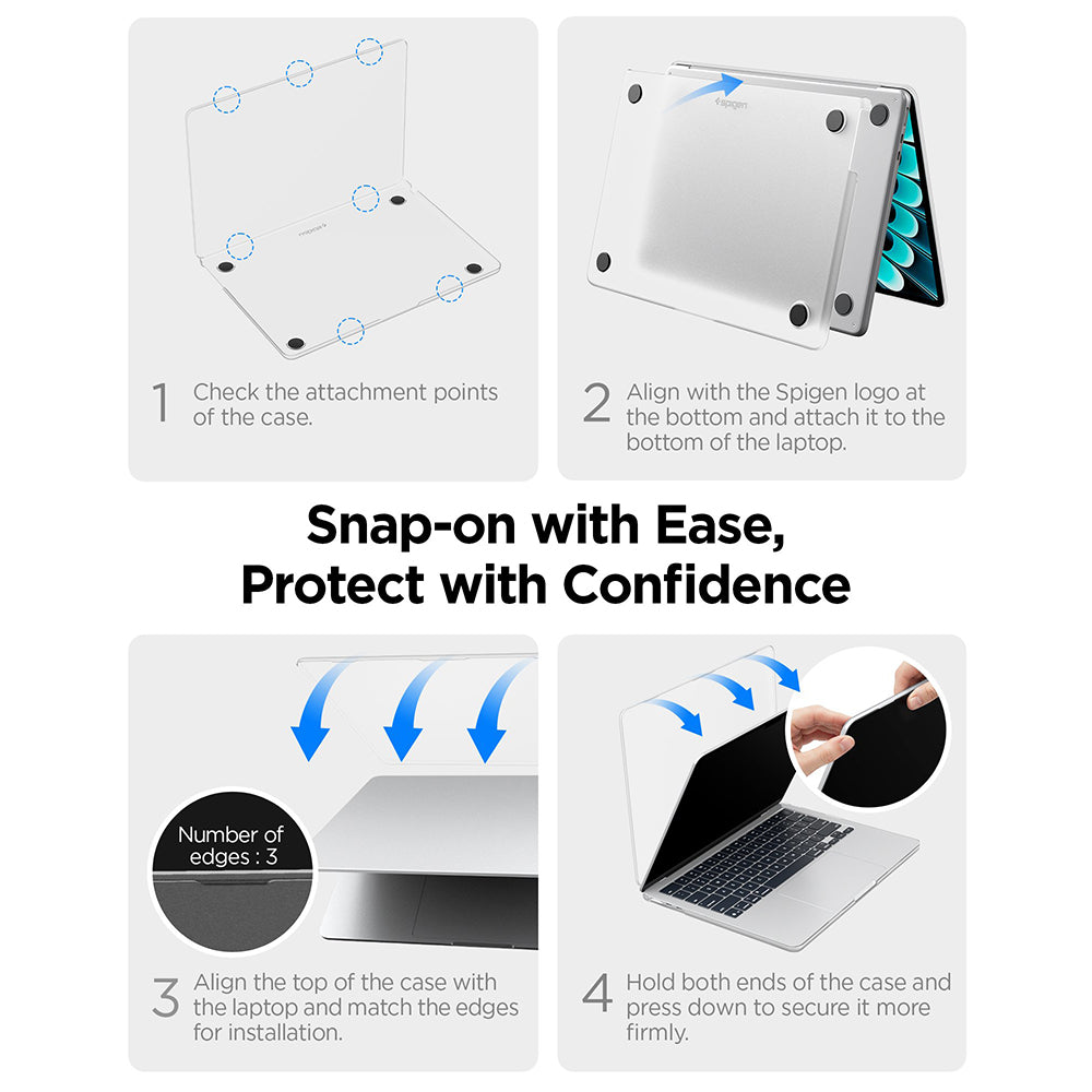 Coque Spigen Airskin pour Apple MacBook Air 13 pouces (2026) / (2025) / (2024) / (2022), Noir Satiné ACS11531