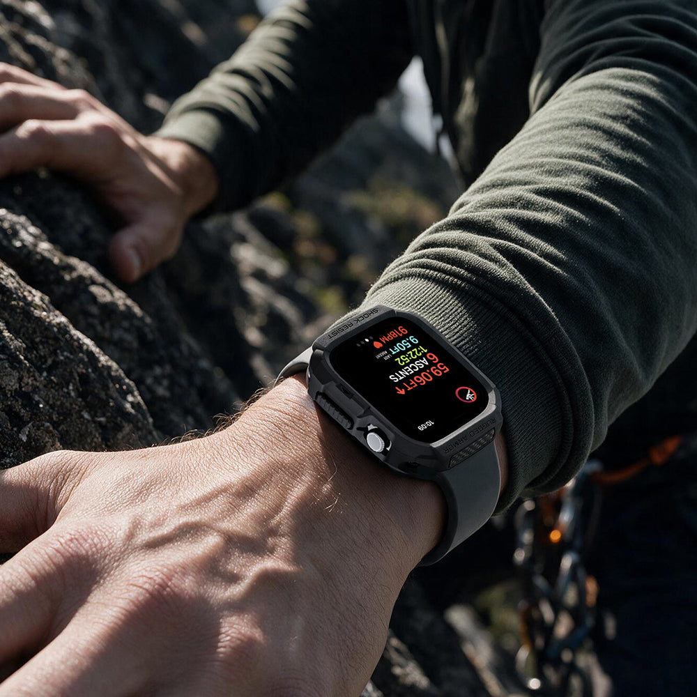 Spigen Rugged Armor Hülle für Apple Watch Series 12 46mm, Matt Schwarz ACS11886