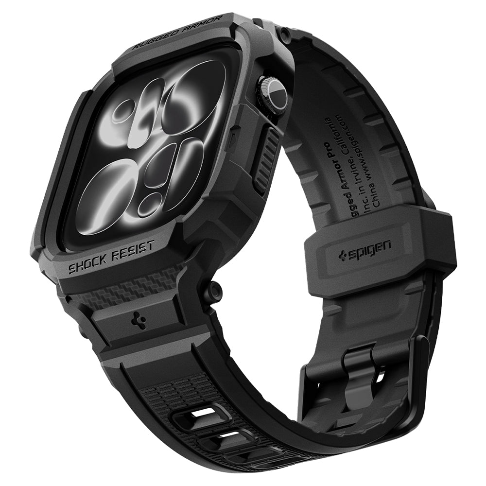 Spigen Rugged Armor Pro hoes voor Apple Watch Series 12 46mm, Mat Zwart ACS11894