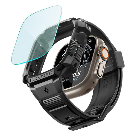 Spigen Rugged Armor Pro-hoes met screenprotector voor Apple Watch Ultra Series, zwart ACS12053