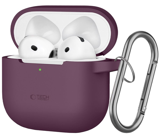 Tech-Protect Silicone Hook-hoesje voor Apple AirPods 4 / AirPods 5, bordeauxrood.
