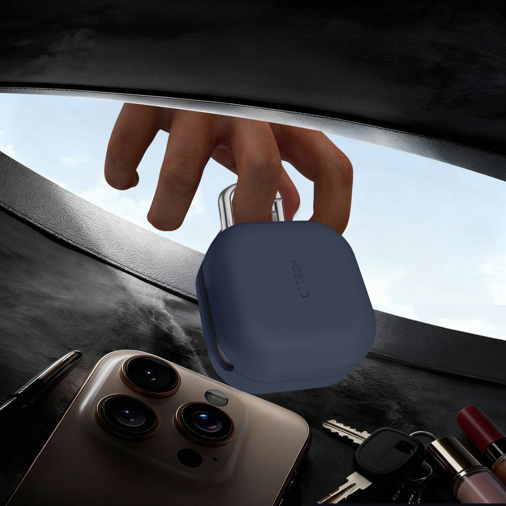 Étui Tech-Protect Silicone Hook pour Samsung Galaxy Buds4 / Buds4 Pro, Bleu Marine