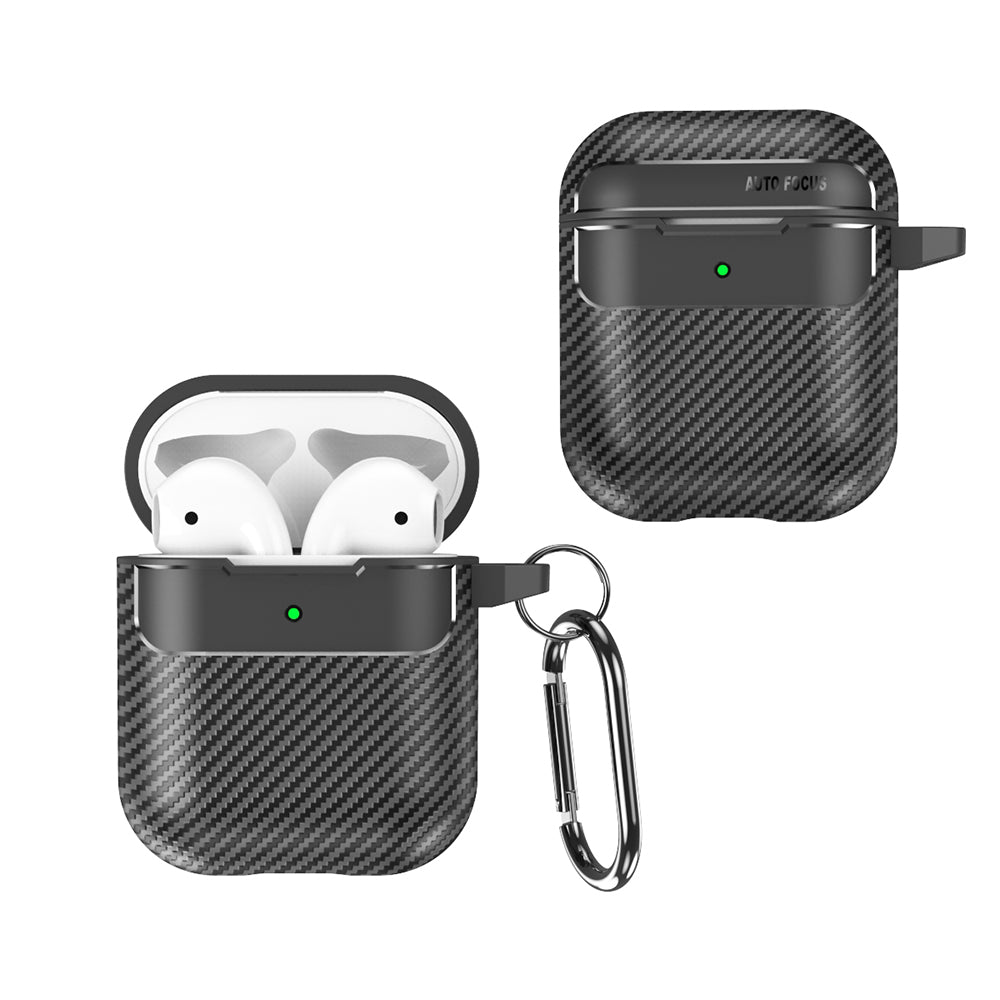 Coque Techsuit CarbonFiber pour Apple AirPods Gen 2 / Gen 1, Noire