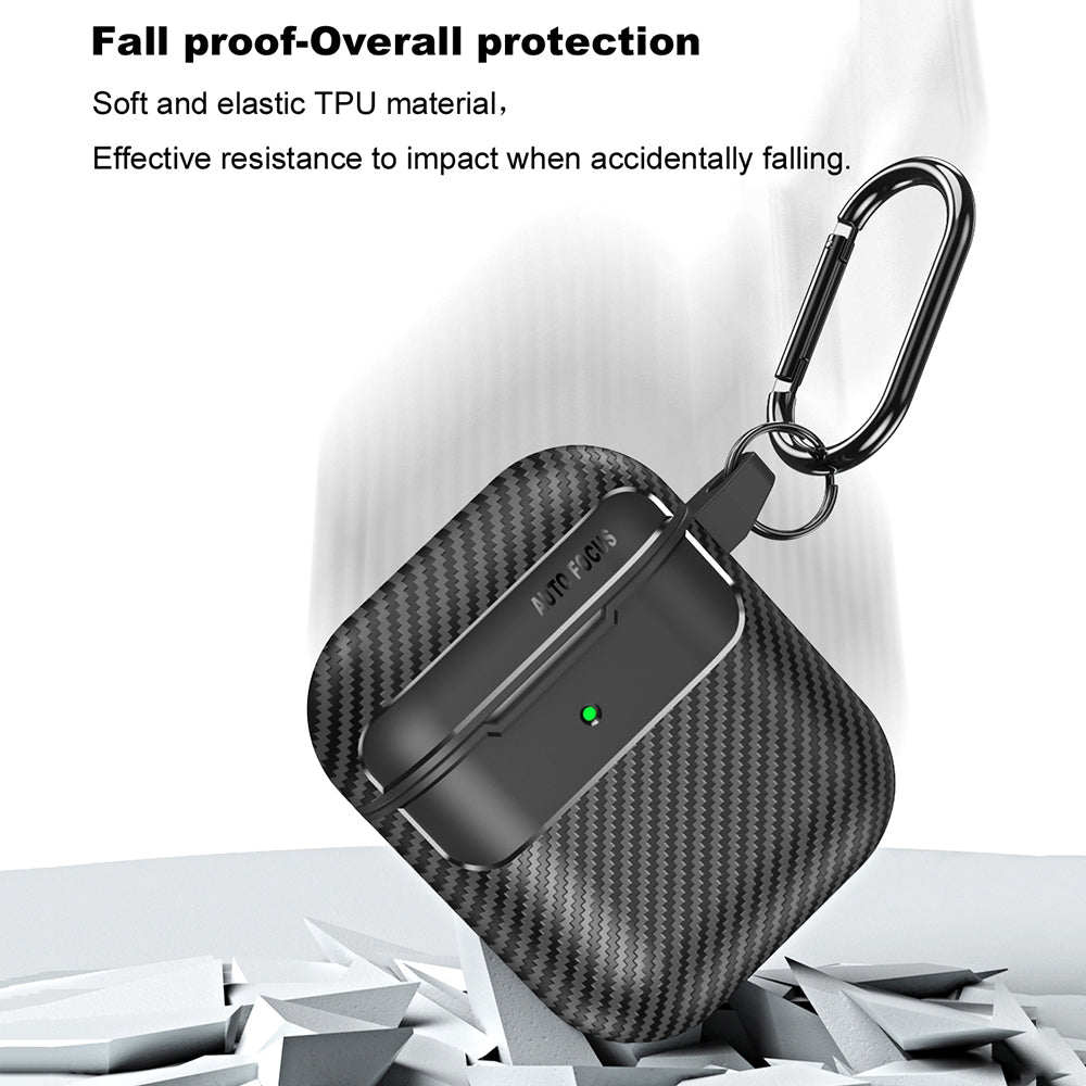 Coque Techsuit CarbonFiber pour Apple AirPods Gen 2 / Gen 1, Noire