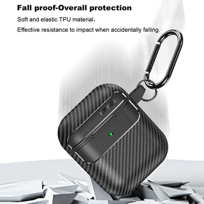 Coque Techsuit CarbonFiber pour Apple AirPods Gen 2 / Gen 1, Noire