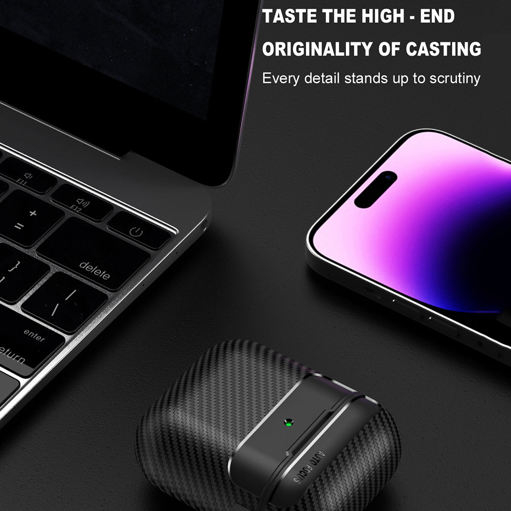Coque Techsuit CarbonFiber pour Apple AirPods Gen 2 / Gen 1, Noire