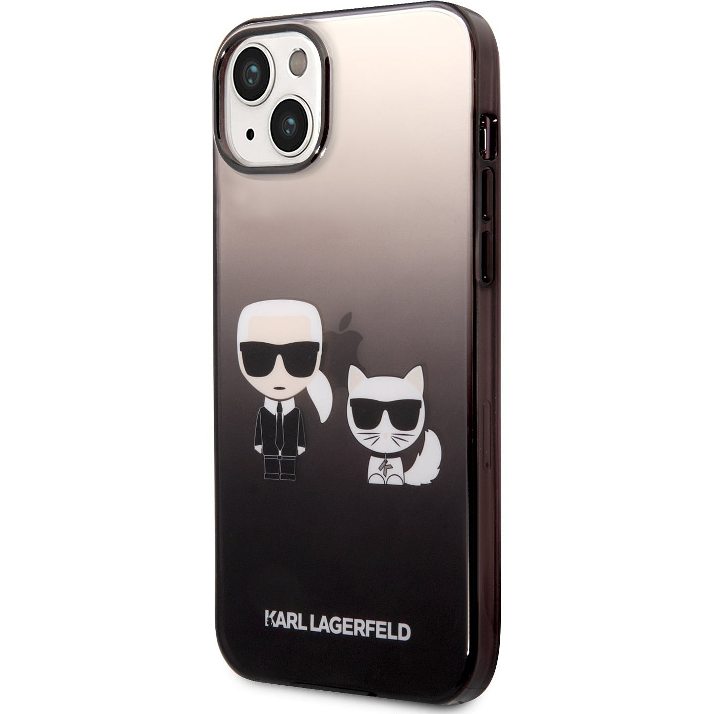 Hülle für Apple iPhone 14 Plus, Karl Lagerfeld, Gradient Karl & Choupette, Schwarz