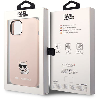 Étui pour Apple iPhone 14 Plus, Karl Lagerfeld, Silicone Body Choupette, Rose
